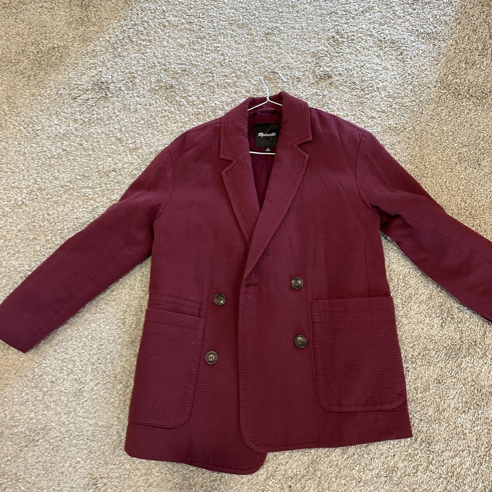 Madewell Maroon Double-Breasted Blazer